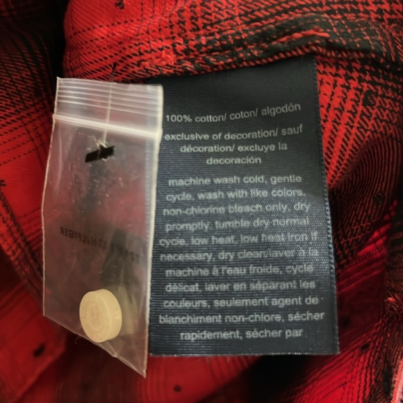 NWT 🌲 TOMMY HILFIGER RED/BLACK TEXTURED BUTTON DOWN LONG SLEEVE PLAID SHIRT 3X - Picture 9 of 10